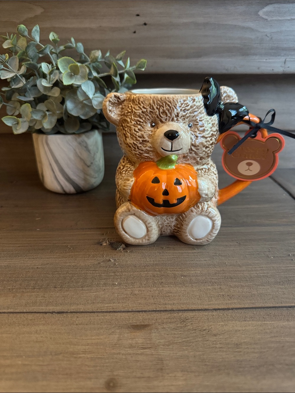 Creepy Critters Halloween Bear w/Bat Bow Mug